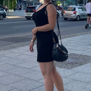 Black Ribbed Mini Dress